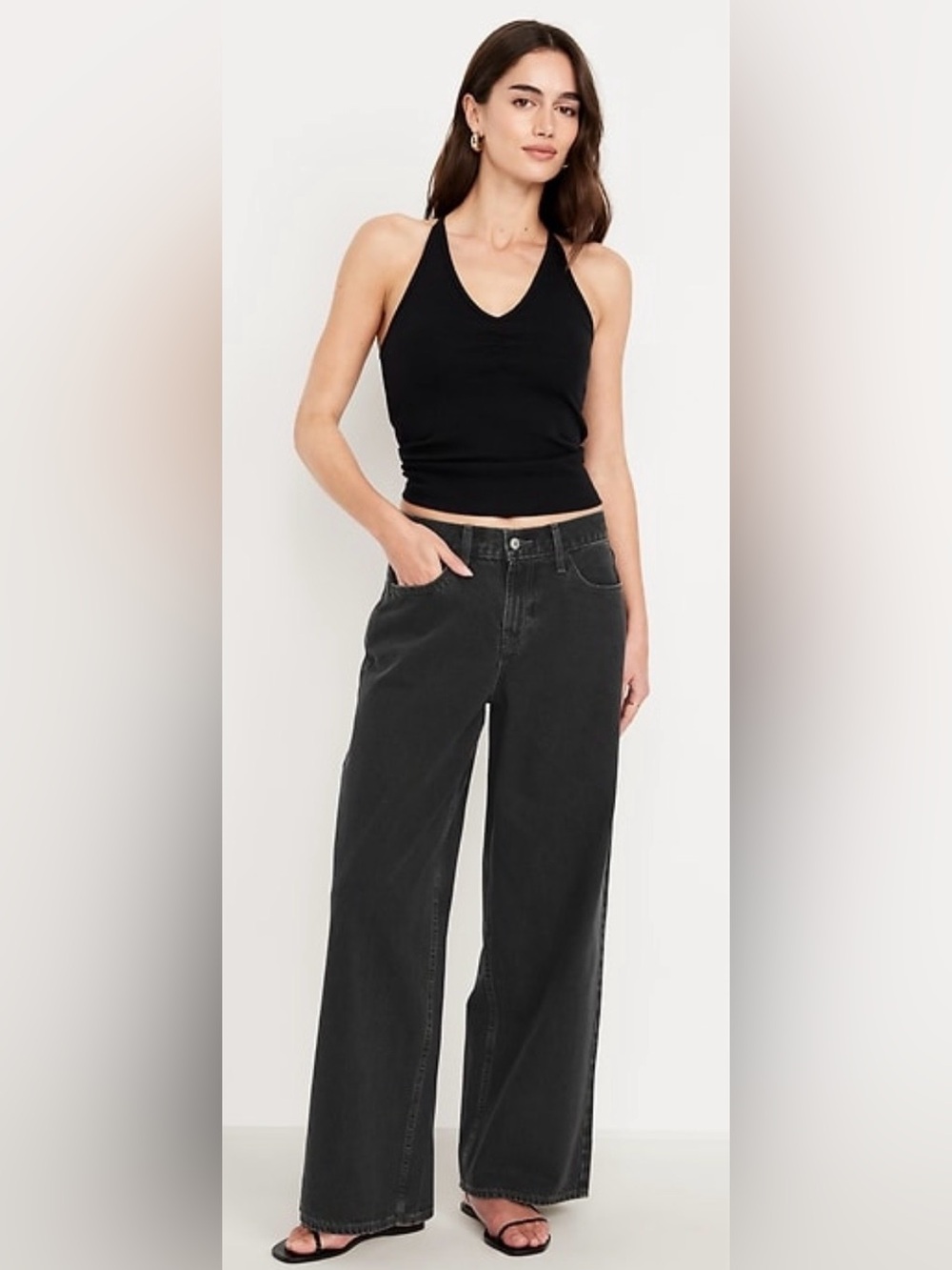 Old Navy WOW Mid Rise Baggy Wide Leg Jeans Black NWT Size 6
